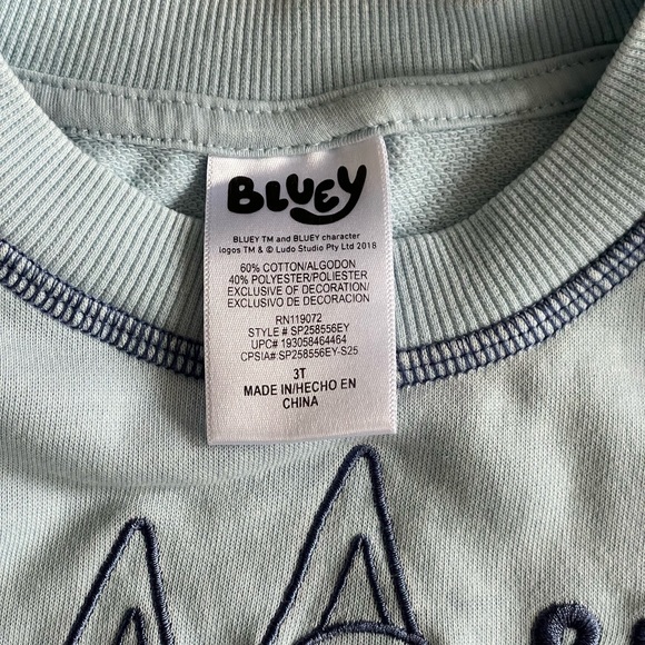 Bluey Toddler 3T Outfit Set Tee + Sweatshirt Licensed Ludo Studio Boys Girls - Picture 3 of 4